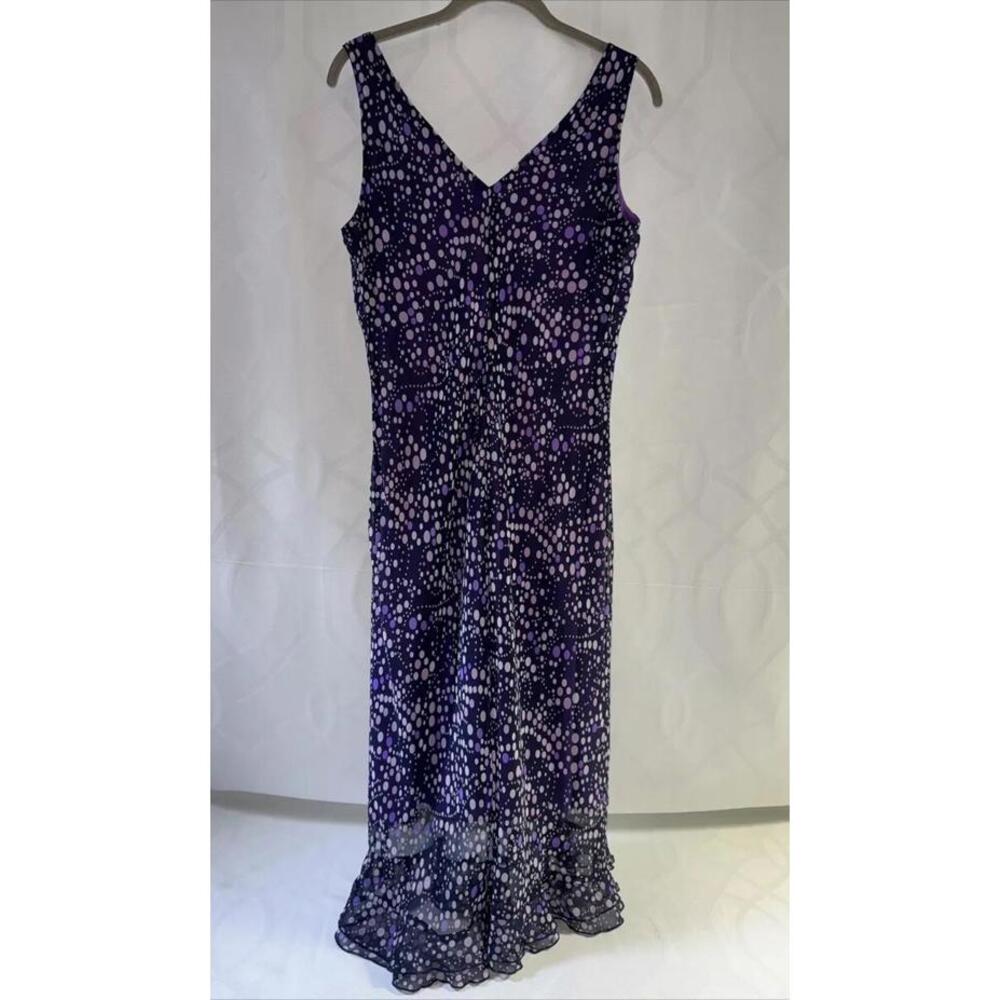 Jonathan Martin Studio Size 14 Sheer Printed purple Polkadots V-neck Dress Lined